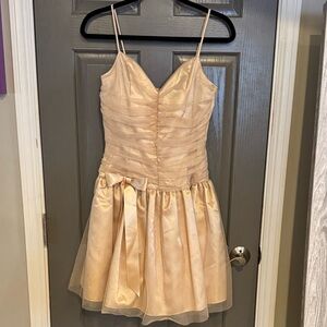 Jessica McClintock Champagne Satin Spaghetti-Strap Party Dress